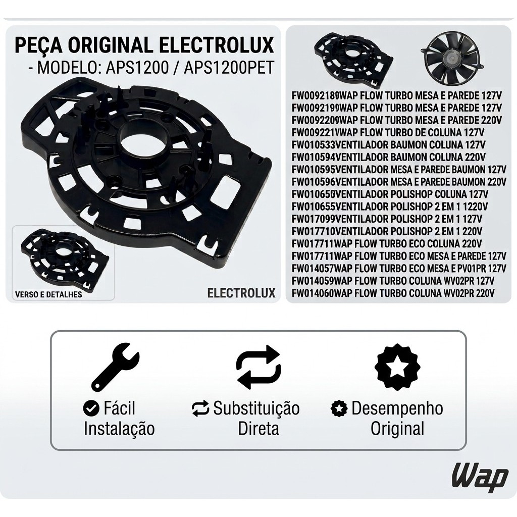 Carenagem Frontal Original Para Ventilador 8 Pás Wap Flow Turbo Grade Reposição