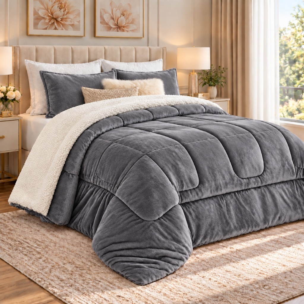 Coberdrom Edredom Sherpa Queen Casal - 2.40x2.20 - Macio e Elegante