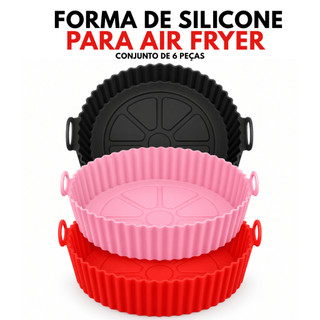 Kit 6 Formas de Silicone Para Air Fryer Flexível Antiderapante Resistente