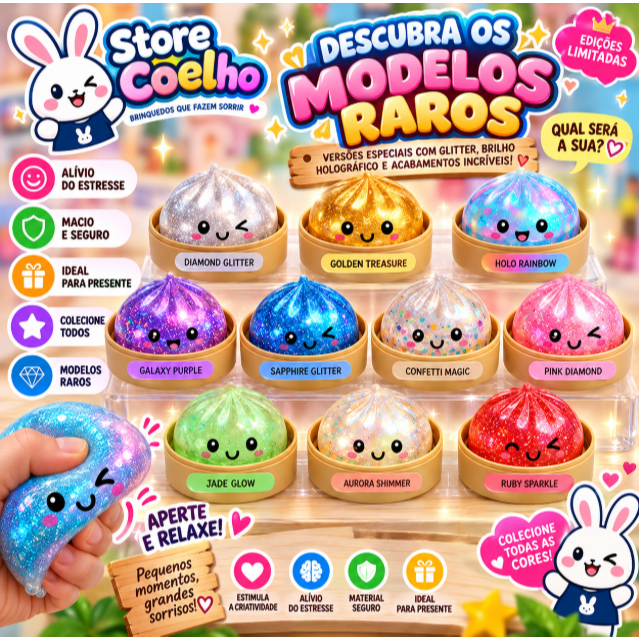 Kit Squishy Dumpling Grande + 30 Mini Mochis Fofo de Apertar Anti Stress - Dia Das Crianças — imagem 2 de 2