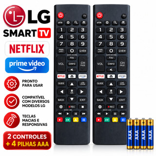 Controle Remoto Para Smart Tv LG + 4 Pilhas Com Teclas Netflix E Prime Video Gcase Envio Imediato