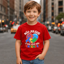 Camiseta Infantil Masculina Conscientização Autismo Inclusão Respeito Roupa Infantil Algodão Confort