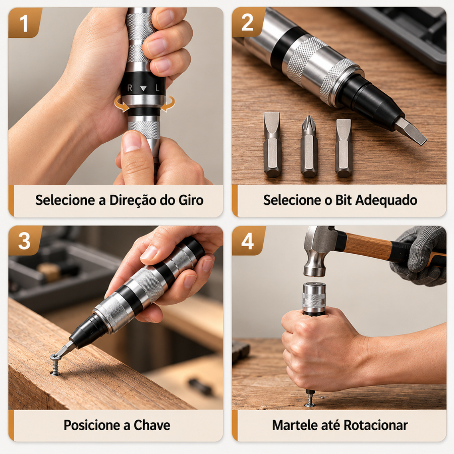 Kit Chave de Impacto Manual Fenda Bits e Soquete 1/2 6 Peças Com Maleta — imagem 2 de 2