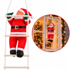 Papai Noel Subindo Escada 35 Ou 25Cm Enfeite Natalino Boneco Escalador Decoração De Natal Universal