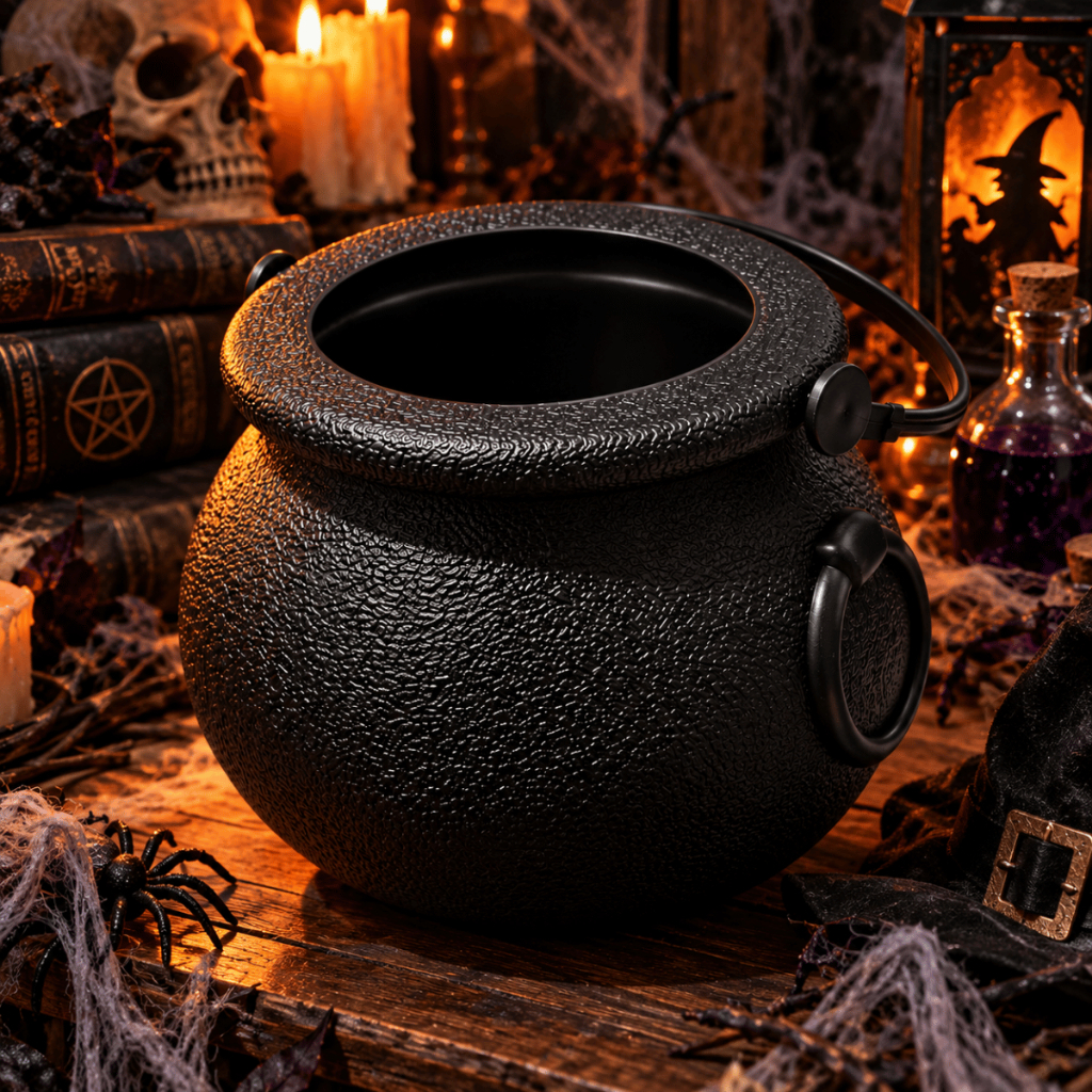 Caldeirão de Bruxa Preto Halloween para Doces e Decoração Silver Festas