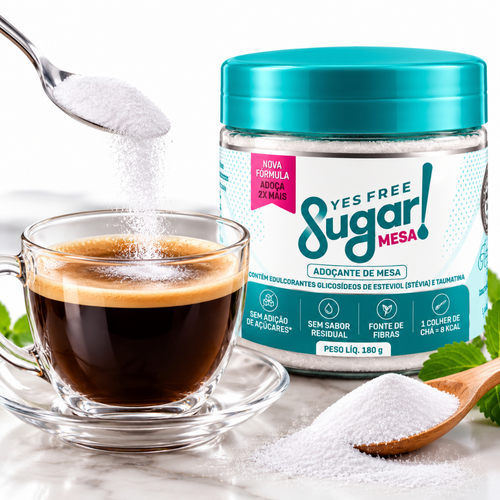 Adoçante de Mesa Yesfree Sugar 180gr ADOÇA 2X MAIS Premium Natural