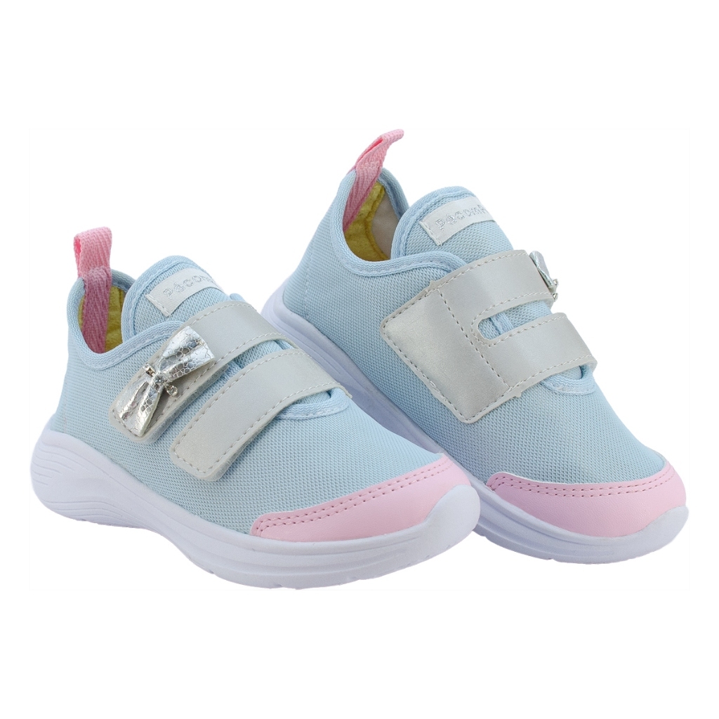 Tenis Infantil Azul Menina Casual Leve Confortável Fecho Duplo Laço Guty Eco Pé com Pé — imagem 2 de 2