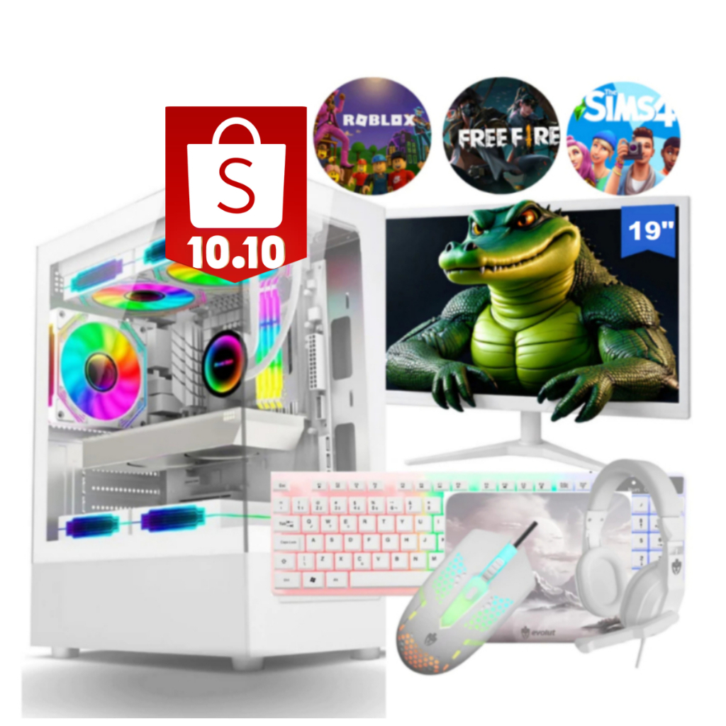 Computador Completo I5 Memoria Ram 16GB Monitor Mouse Teclado Fone de ouvido Branco