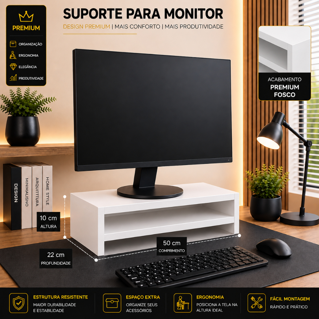 Suporte Monitor 50cm Ergonômico Escritório Gamer