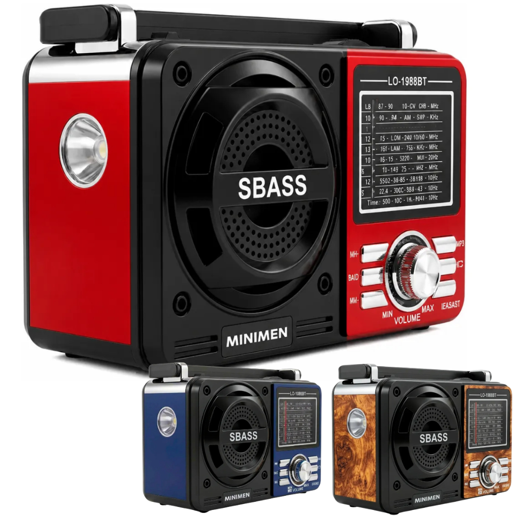 Caixa De Som Rádio FM AM Com Bluetooth + Lanterna Com Entrada Cartão Sd Memória Pendrive Usb