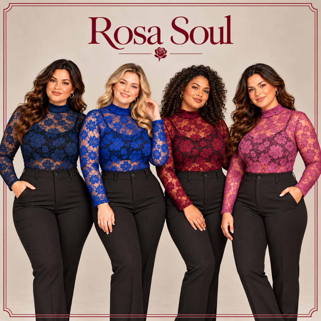DRAPA PLUS - BLUSA RENDA PLUS SIZE ESTILOSA MODERNA MANGA LONGA