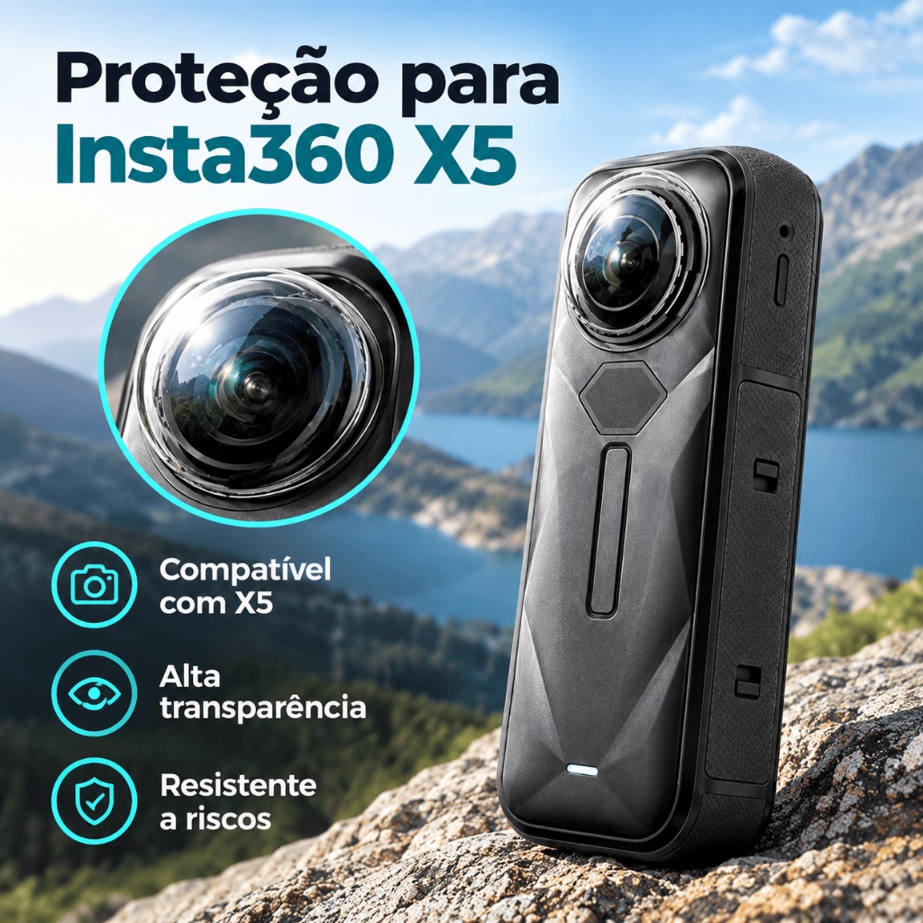 Protetor de Lente em Acrílico para Câmera Insta360 X5 Proteção Protetores De Lentes X5