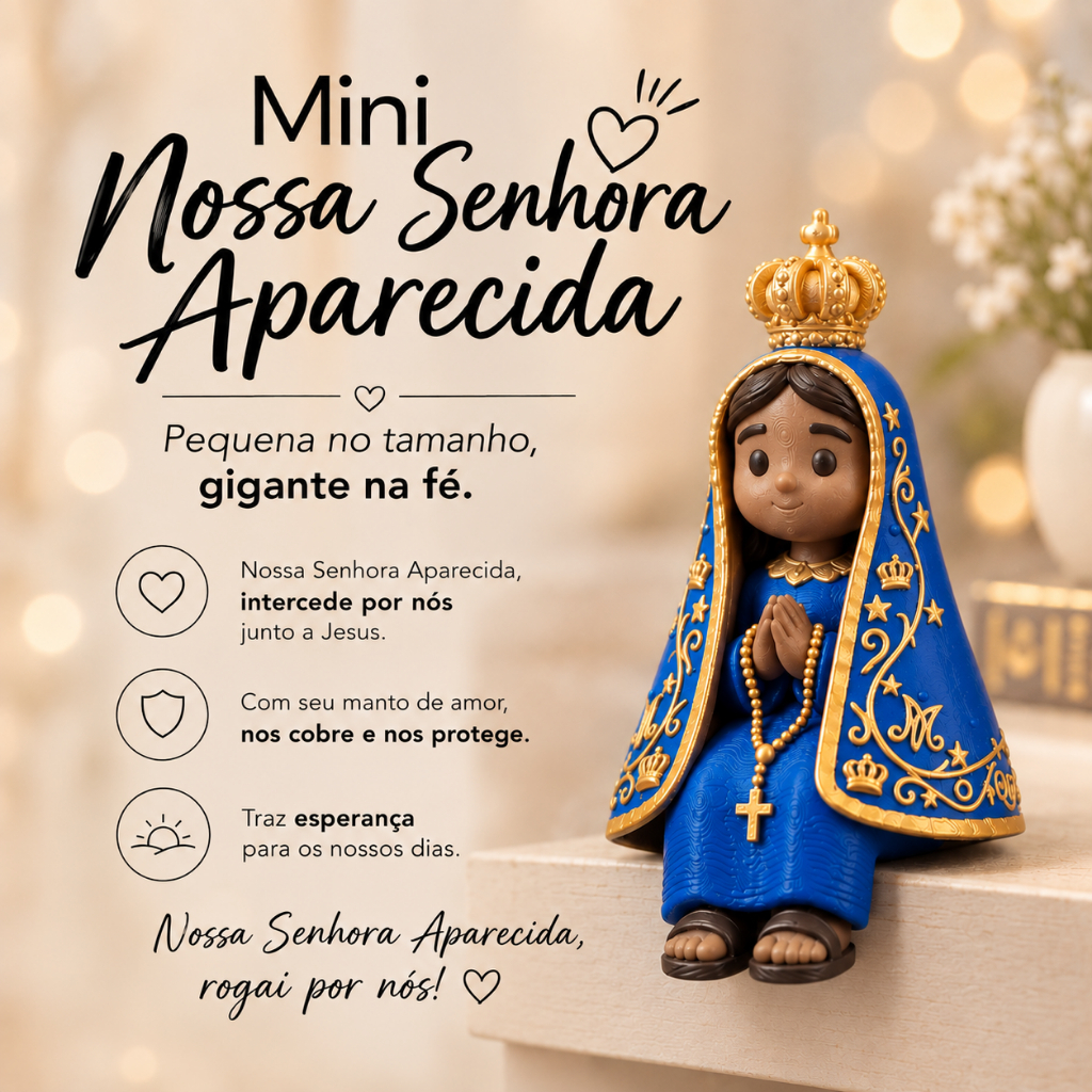 Mini Nossa Senhora Aparecida Sentada Enfeite Decorativo