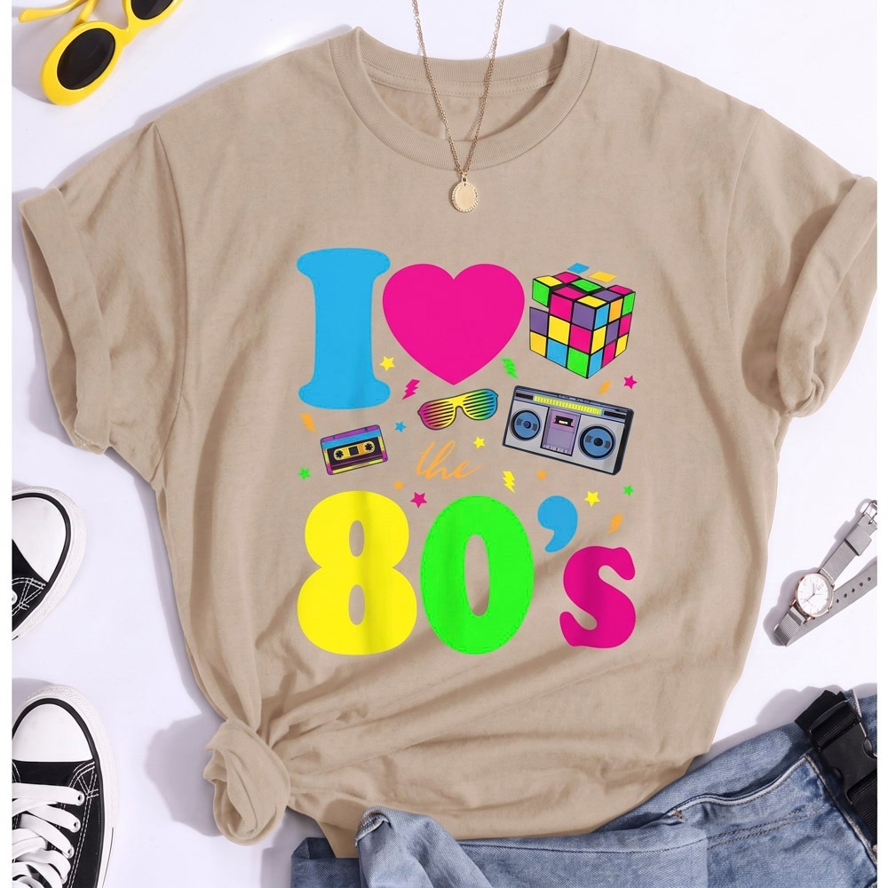 Camiseta Feminina Tshirt I Love 80s Anos 80 Moda Tendencia Camisa Algodao Qualidade Premium