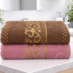 Kit 2 Toalha de Banho Macia Luxo Premium 75x130cm 100% Algodão Magestic Jacquard Alta Absorção
