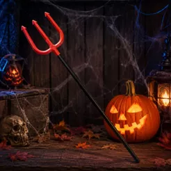 Tridente Diabo Vermelho Fantasia Halloween Carnaval Cosplay Festa 60CM