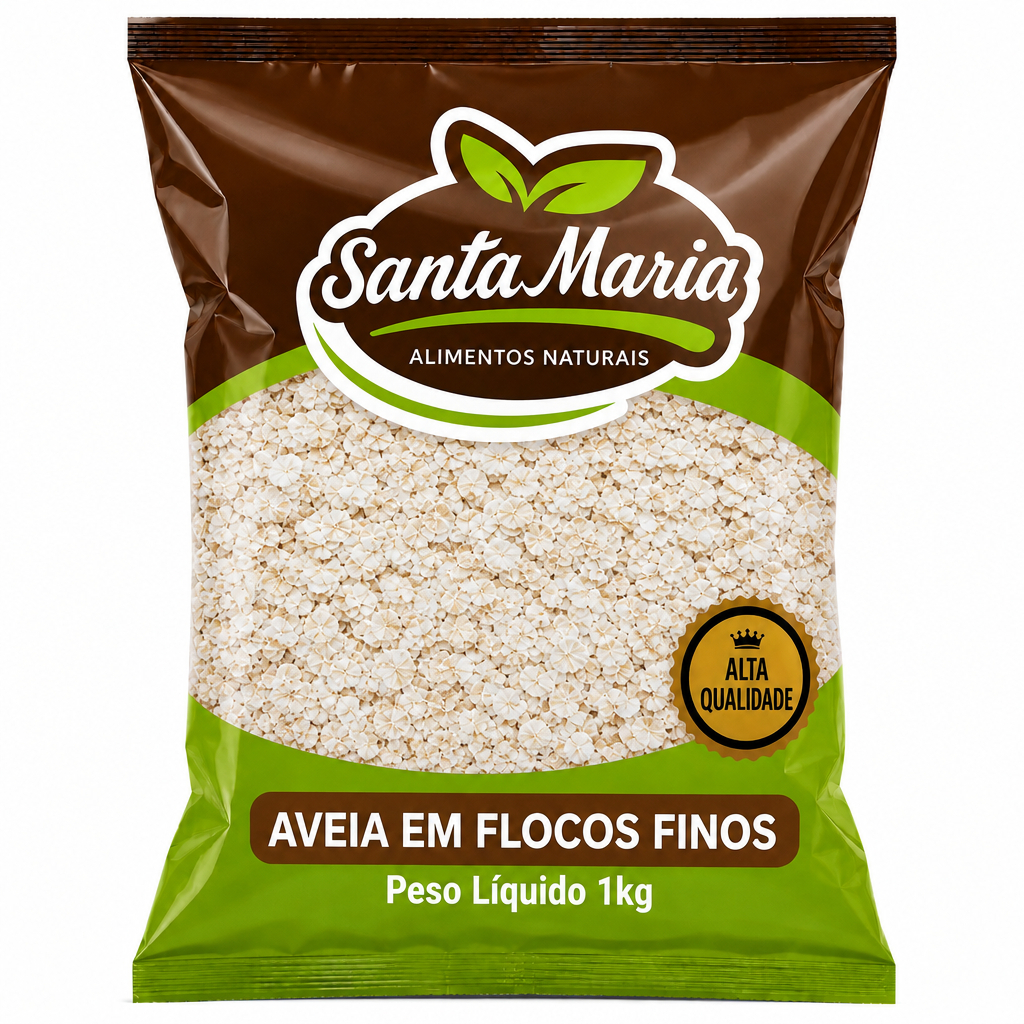 Aveia em Flocos finos 1 kg - Kit com 5 Unidades -Integral - entrega rápida