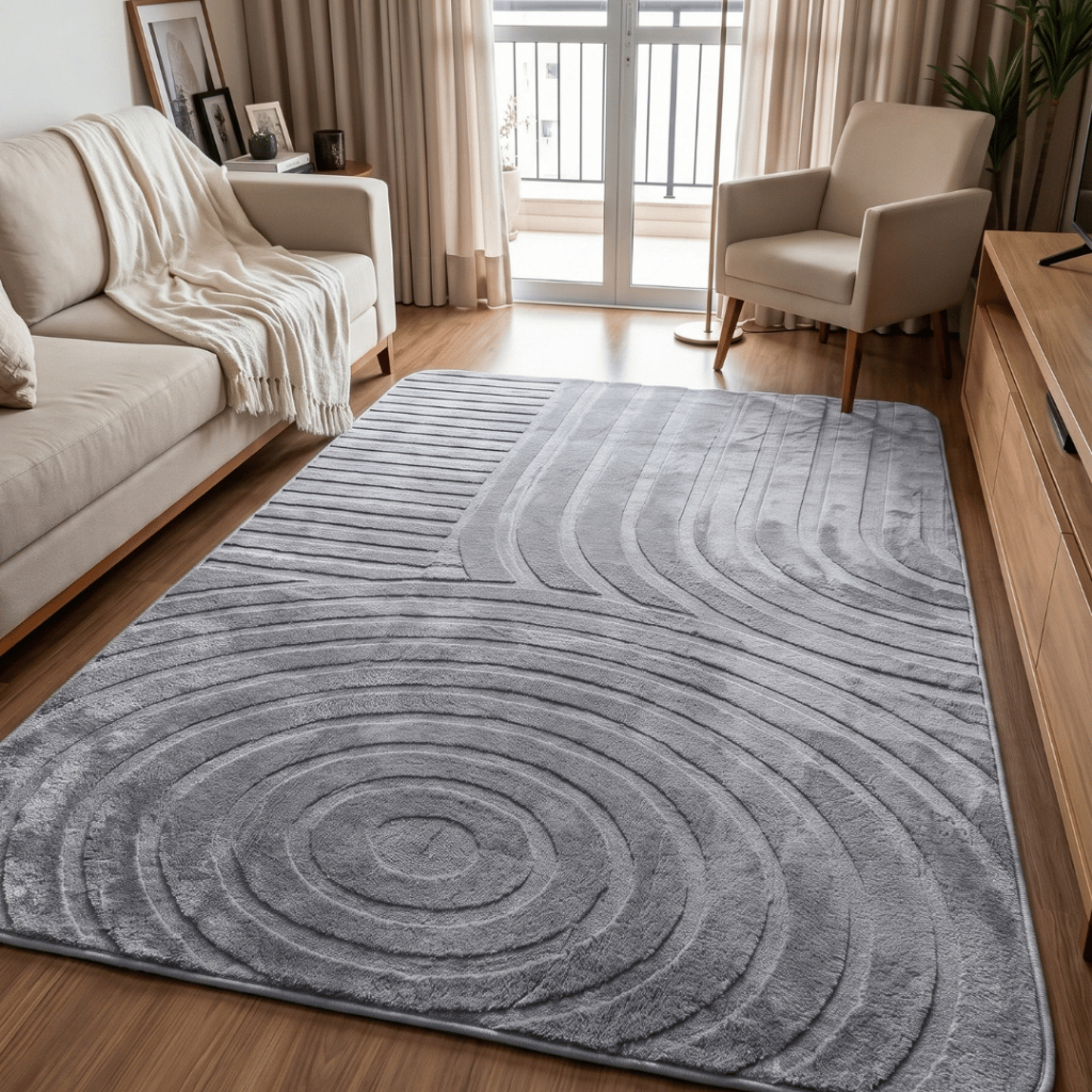 Tapete de Sala e Quarto Nápoles Grande 1,40mx2,00m Várias Cores Aveludado Premium Antiderrapante Moderno Macio