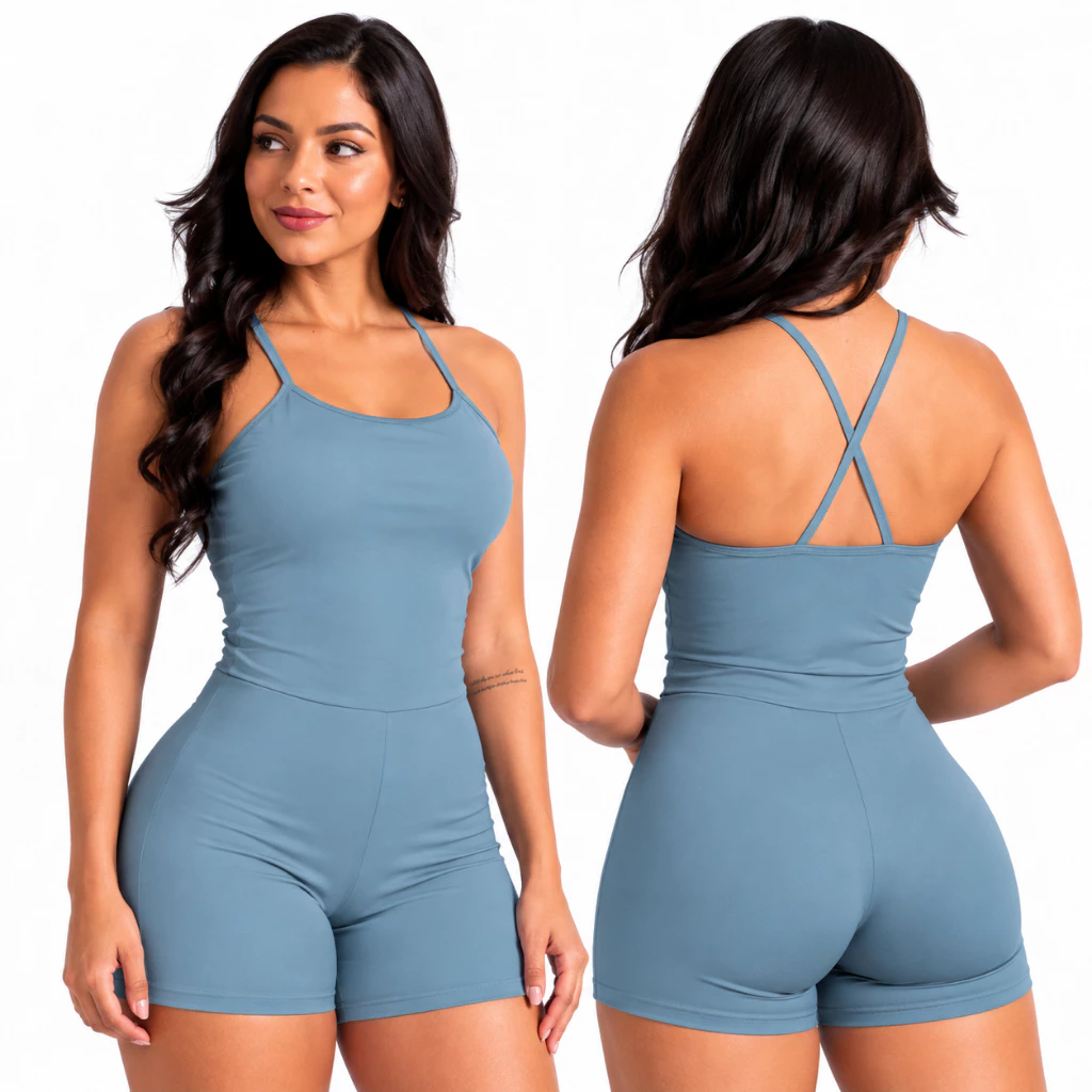 Macaquinho Fitness Zero Transparencia Poliamida Roupa para academia Macacão — imagem 1