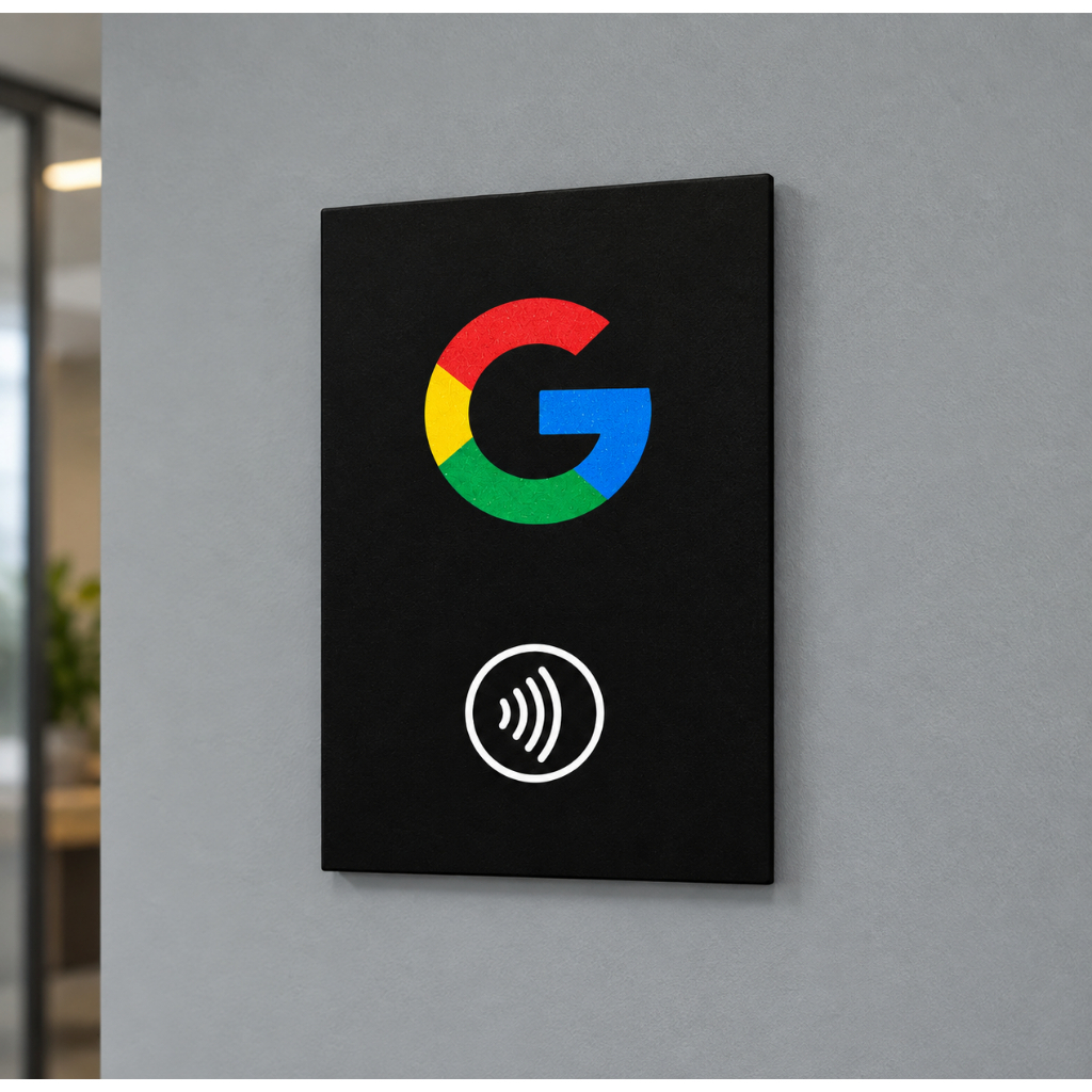 Placa NFC Avaliação Google para Comércio | Aproxime o Celular | Avalie no Google | Display de Balcão e ParedeNFC — imagem 2 de 2