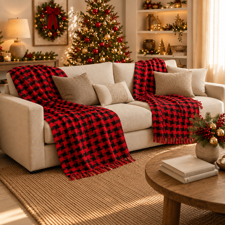 Manta Para Sofá Grande Manta Estrela 240x180 cm Manta para Cama e Poltrona Decorativa Tecido Grosso 100% Algodão