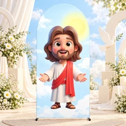 Painel Romano Jesus 2x1m Decoração Cristã Religioso Capa Painel Sublimada Veste Fácil C/Elástico