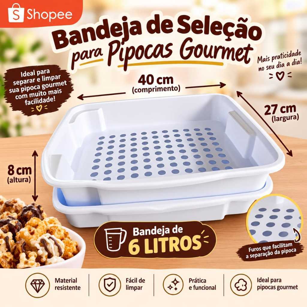 Kit bandejas seletora coletora empilhavel 14mm furação pipoca gourmet mushroom 6 litros