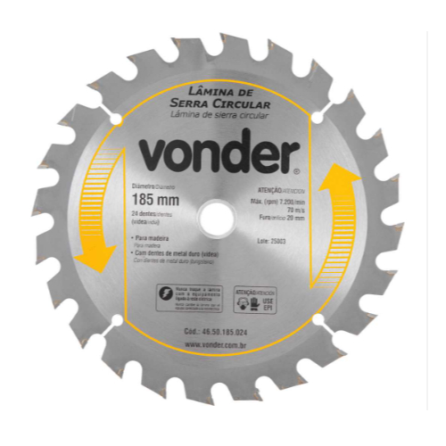 Serra Disco Madeira Vonder Lamina Serra Circular Widea 7.1/4 X 20mm 24 Dentes