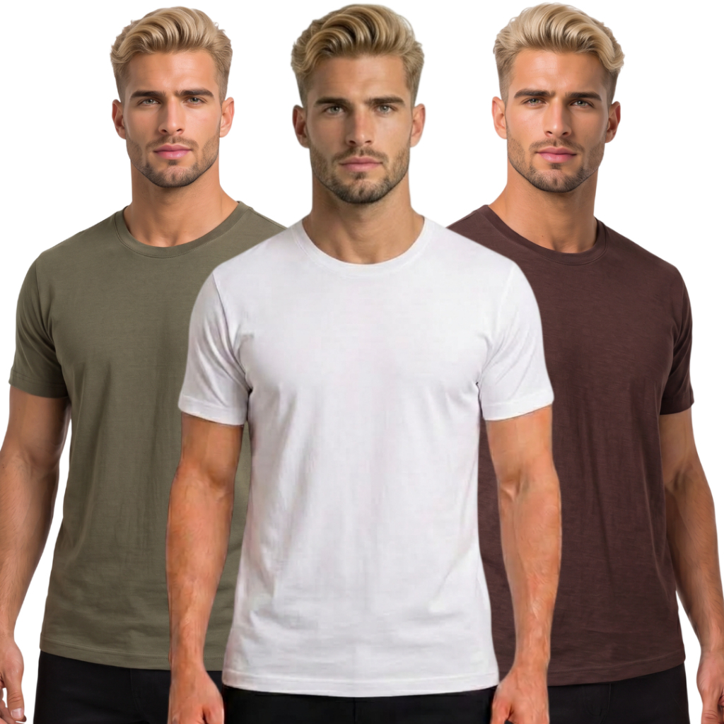 Kit 3 Camisetas Masculinas Premium Estampadas Algodão Macio Básicas Casual Moda Masculina P ao GG