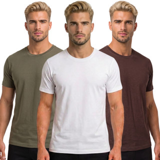 Kit 3 Camisetas Masculinas Premium Estampadas Algodão Macio Básicas Casual Moda Masculina P ao GG