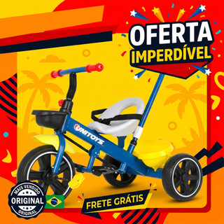 Triciclo Infantil com Cadeirinha e Empurrador - Azul