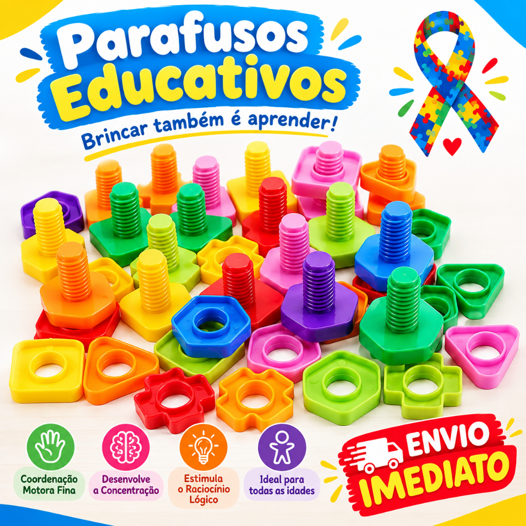Parafusos Educativos, Kit de brinquedo de montar, Brinquedo de encaixe para crianças