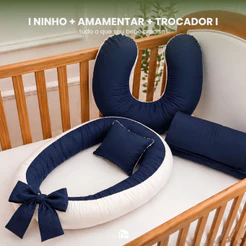 KIT NINHO REDUTOR BERCO | ALMOFADA AMAMENTACAO | TROCADOR PORTATIL | MENINO E MENINA | MICROPERCAL 400 FIOS