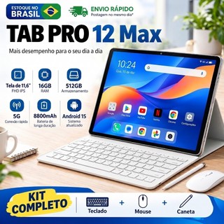 Tablet Hancdon PRO12 Max 11.6" FHD 16GB+512GB Android 15 8800mAh 5G Estoque Brasil Envio Rápido Kit Teclado Mouse Caneta