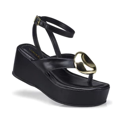 Sandália Feminina Tira Anabela Flatform Fivela Spike Enfeite Estilosa 430