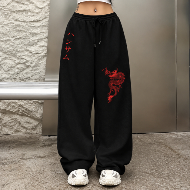 Calça Dragão Pantalona Despojada Wide Leg Pants Estilo Oversized Streetwear Algodão Premium Unissex