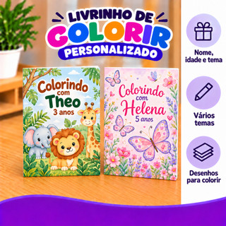 Livrinho de Colorir Personalizado Lembrancinha Festa Infantil Aniversário 12 Desenhos