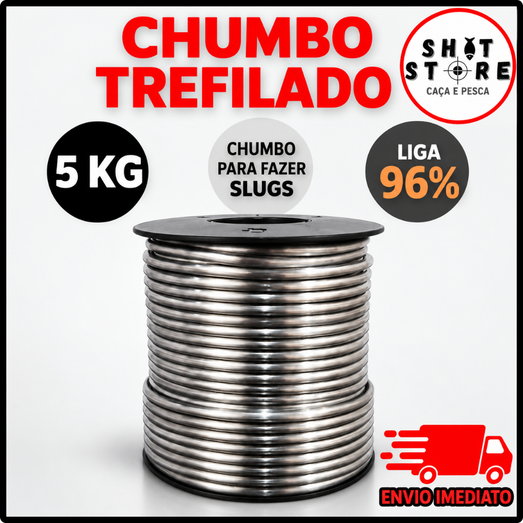 Chumbo Trefilado (5 KG) LIGA 96% - Fio de chumbo para fazer SLUG