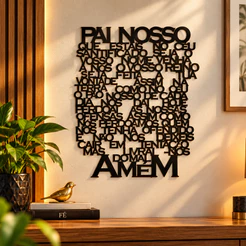 Quadro Decorativo Painel Oração Pai Nosso Em Relevo Para Sala Quarto Cozinha Decoração