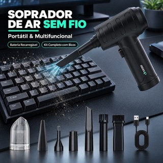 Soprador Pó Poeira Portátil USB Limpeza Sem Fio PC Limpador Carro Computador Multiuso - Bivolt