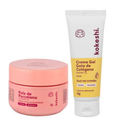 Kit Pele de Porcelana para Peles Sensíveis e Gota de Colágeno Kokeshi – Hidratação e Cuidados Faciais
