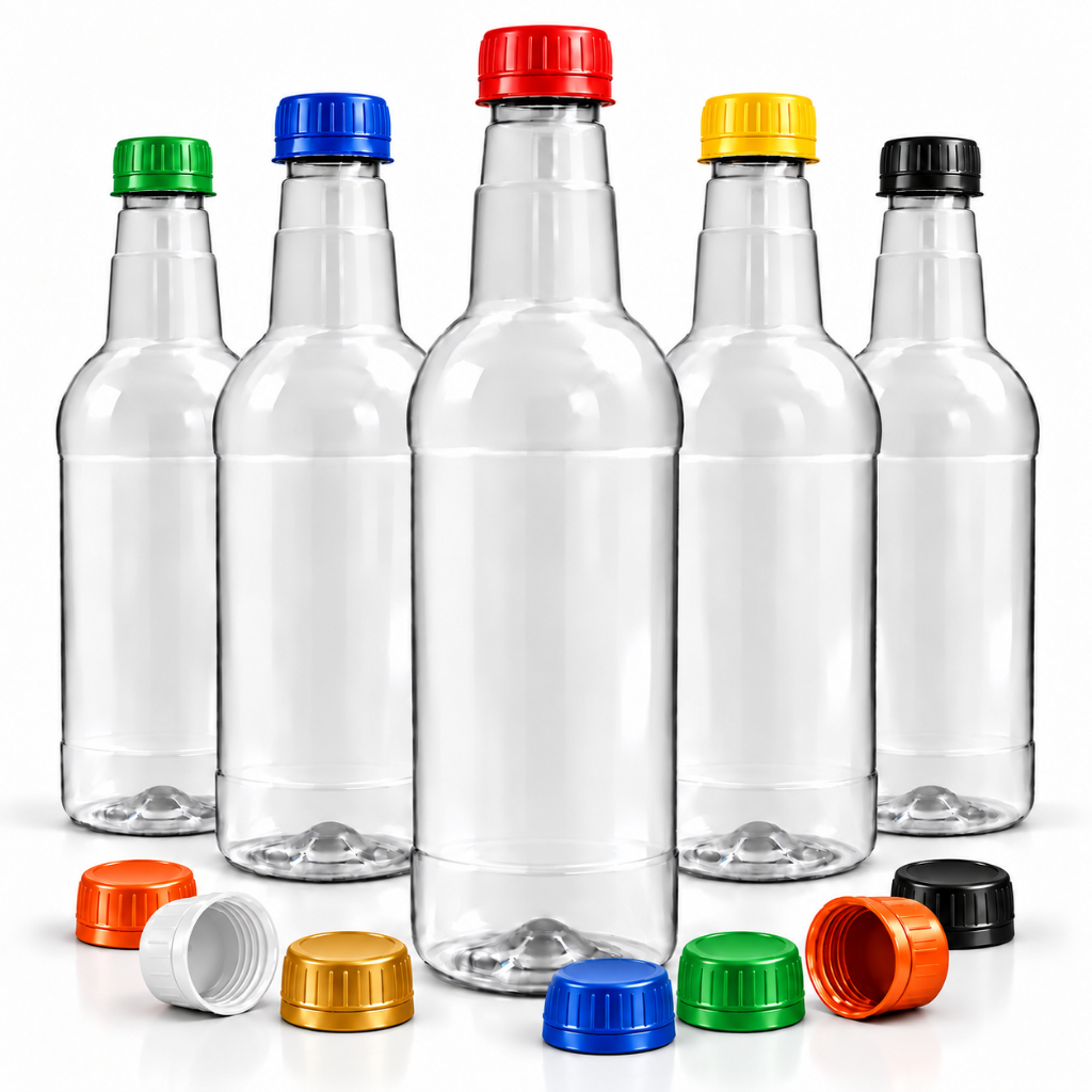 Garrafas PET 900ml Lisa 50 Unidades Plastico Reforçado c/ Tampa Lacre – Atacado, Aproximados 1L