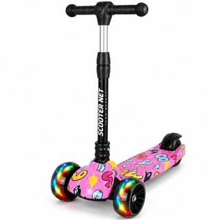 Patinete Infantil Dobrável 3 Rodas Com Led / Rosa colorido