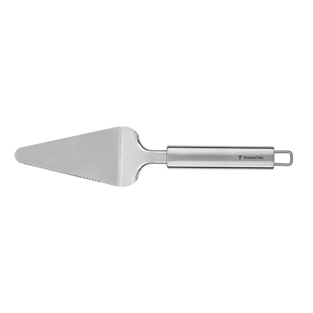 Imagem Pá para Torta e Bolo com Serrilha Tramontina Marffim Aço Inox Espátula para Cortar e Servir Pizza Quiche Lasanha Pavê