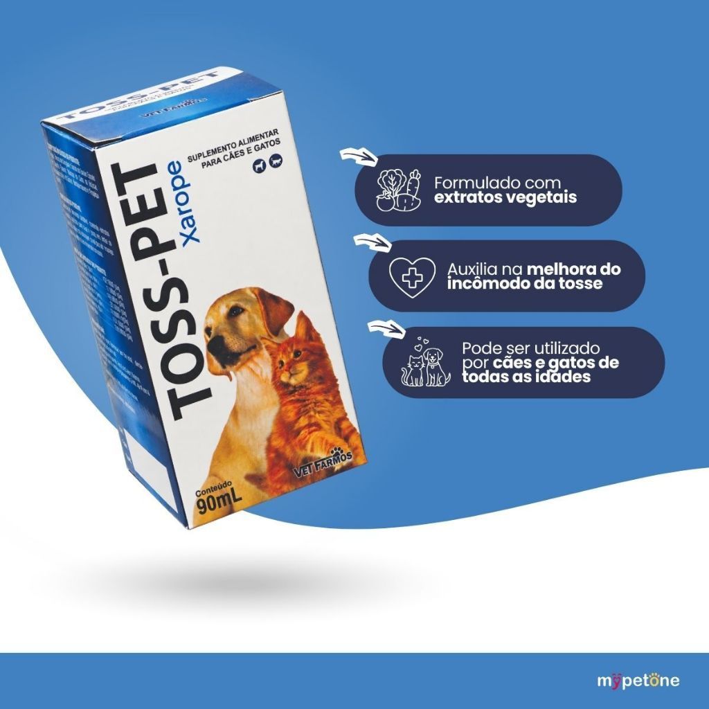 Toss-Pet 90 mL Xarope para Tosse Cães e Gatos Suplemento Alimentar Pet VetFarmos — imagem 2 de 2