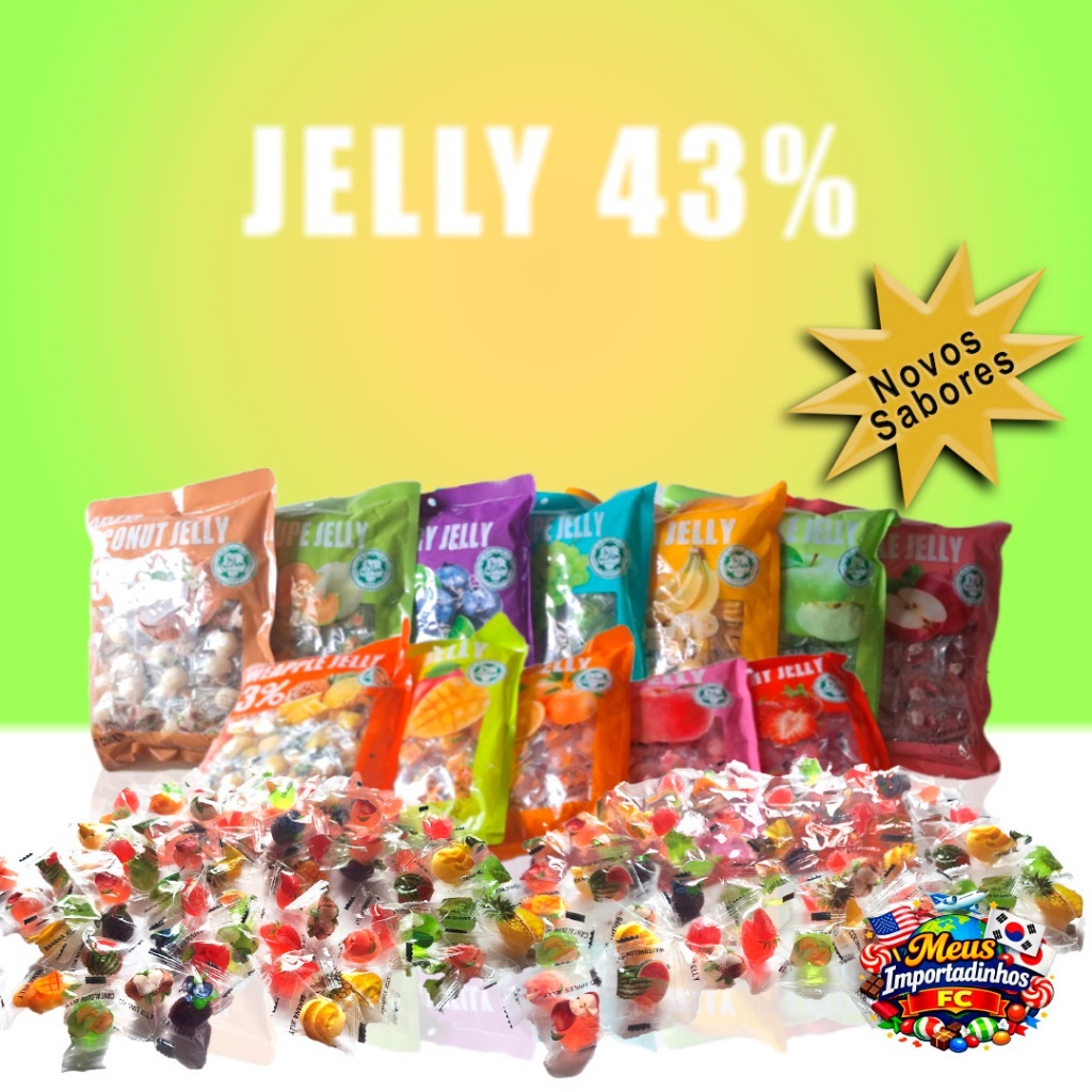 Mini Bala Gummy de Pectina de Algas Fruit Jelly 43% Suco da Fruta - Kit com 30 Balas - Importado - Produto Hallal