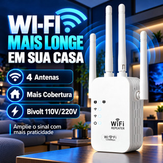 Repetidor WiFi 2800Mbps 4 Antenas 110V/220V, Amplificador Sinal Forte G8