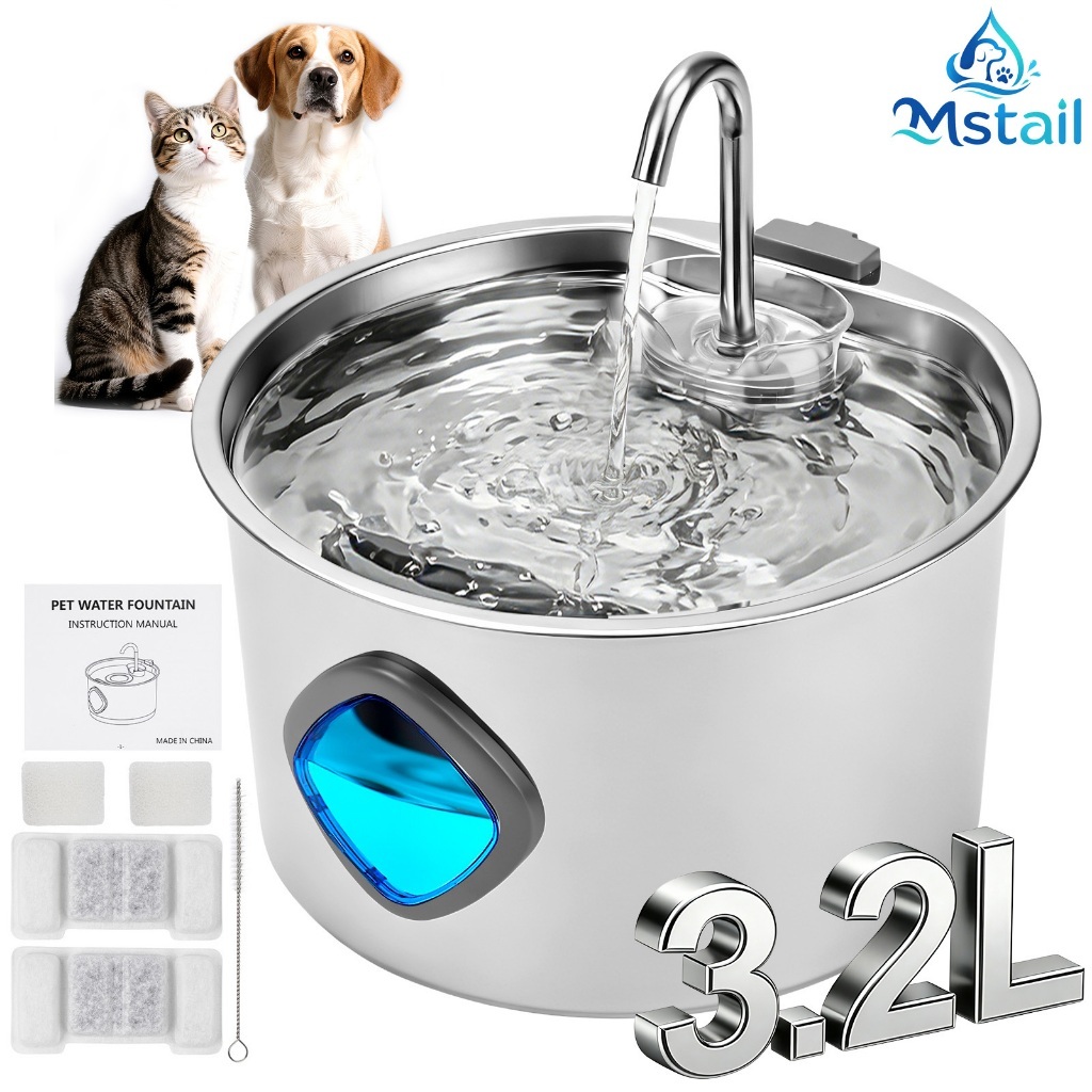 Mstail Bebedouro De Aço Inoxidável Para Cães Gatos Automático Animais Domésticos Gatos Fonte 5V USB Alimentado BIVOLT