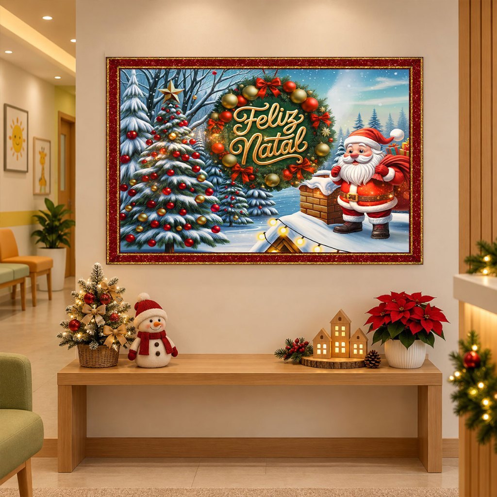 Painel de Natal Retangular Horizontal para Fotos em Tecido Decoração de Festa Natalina — imagem 2 de 2