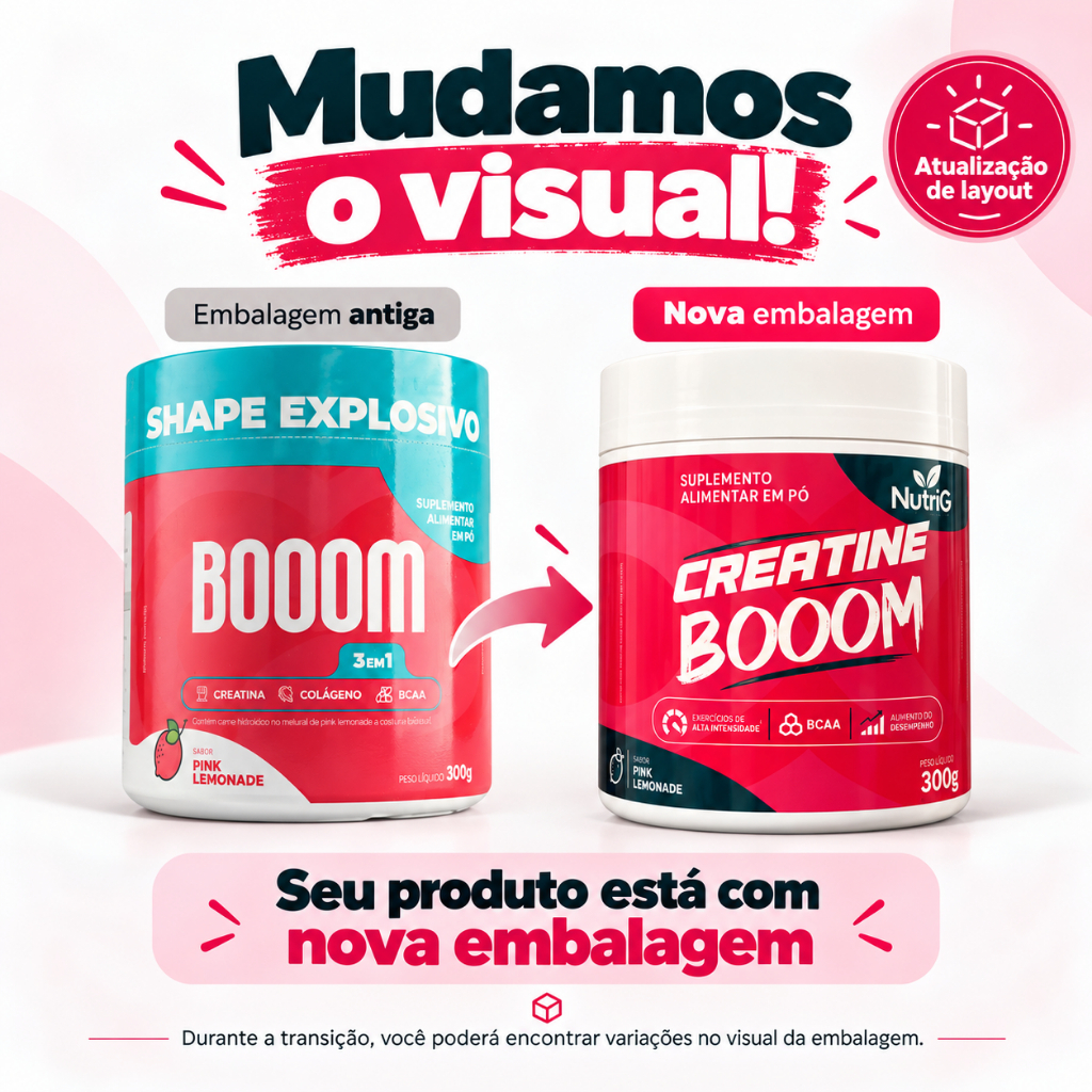 Creatina Big Monohidratada Boom -3 Em 1 C/colágeno E Bcaa Sabor Pink Lemonade — imagem 2 de 2